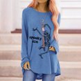 thumbnail image 2 of Mode Femme Décontractée Imprimé Col Rond T-shirt Manches Longues Ample Blouse Pull, 2 of 6