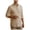 Khaki, variant on Men's Linen Mandarin Collar Long Sleeve Shirt 1/4 Button Banded Collar Shirt Beach Tops For Late Summer Early Fall