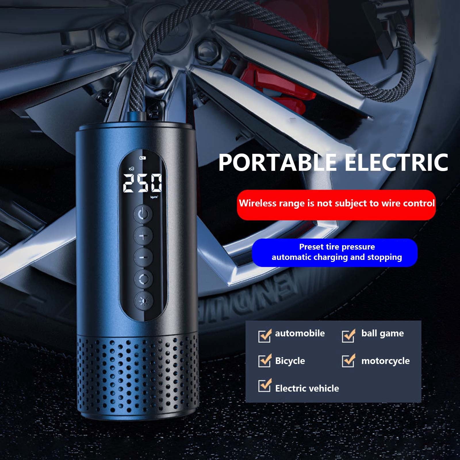 Tire Machine Portable Compressor: 30L/s, Fast Tire Machine, with 8000mAh Portable Pump, Suitable for Car Tires, Electronics Gadgets
