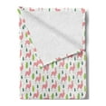 thumbnail image 2 of Llama Soft Flannel Fleece Throw Blanket, Desert Animals and Cactus on a Plain Background, Cozy Plush for Indoor and Outdoor Use, 70" x 90", White Pink Lime Green, by Ambesonne, 2 of 5