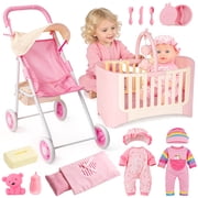 Chuvikid Baby Doll Set, 12 inch Realistic Soft Baby Doll with Pacifier & Nursing Bottle & Washable Quilt, Baby Doll Toys for Kids 3-5 4-6 5-7 Gifts
