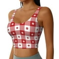 thumbnail image 2 of Fotbe Red Plaid Daisy Pattern Womens' Sports Bra Longline Wirefree Padded with Medium Support Sports Moisture-Wicking Workou Vest,Tank Top-Medium, 2 of 9