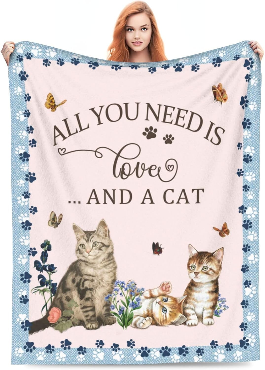 Cat Blanket Cat Throw Blanket Soft Fleece Flannel Bedding Cat Gifts for Women Men Boys Girls Lovers Adults Lovers Stuff Plush for Couch Sofa Bed Room Decor 60"X80"