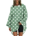 thumbnail image 2 of CLOISE Sweatshirt Women Polka Dots Oversized Sweatshirts Crew Neck Long Sleeve Hoodies Shirts Green Drop Shoulder Tops Fall Tunic Y2k Outfits M, 2 of 5