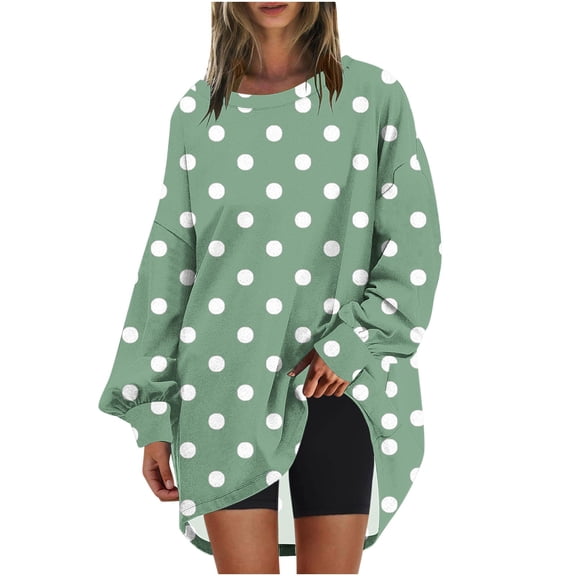 UYISJ Long Sleeve Shirts For Women Trendy Fall Fashion Tops Round Neck Drop Shoulder Womens Casual Sweatshirt Pullover Tops Green XL