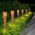 thumbnail image 3 of Solar 5-LED Flickering Amber Bamboo Tiki Torch Landscape Light, 3 of 7