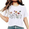 thumbnail image 4 of PVCS Womens Tops Women Mother's Day Gift Mom Flower Print Short Sleeve Round Neck Tshirt Pattern Top, 4 of 7