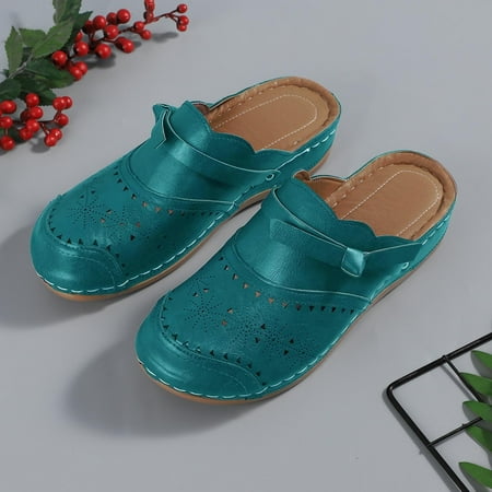 

Slippers for Women Women s Casual Platform Hollow Carved Round Head Sandals And Slippers Green 10