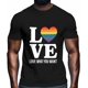 thumbnail image 2 of T-Shirts for Men, Love Words Crew Neck Cotton T-Shirt Men's Short Sleeve Colorful Striped Heart, 2 of 8