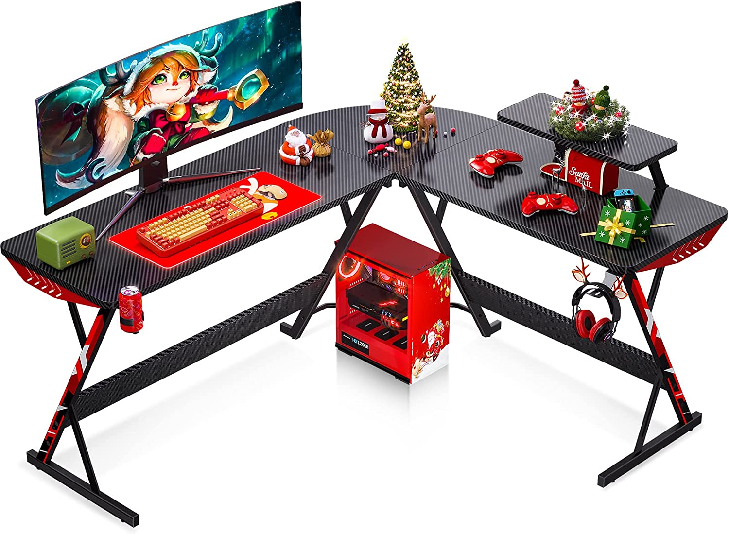 MOTPK 58" L Shaped Gaming Desk, Gaming Table L Shape, Computer Desk for