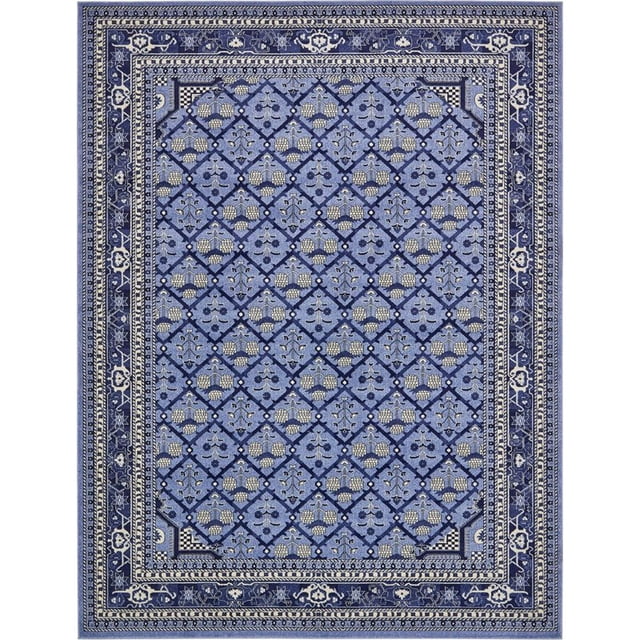 Unique Loom Tapis de Bordure Patchwork la Jolla 10' x 13' Rectangle Bleu/ivoire