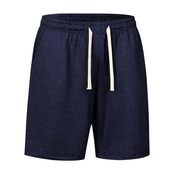 successthop Sweatpant Shorts for Men Knee Length Sweatpant Shorts Drawstring Bottoms Oversized Breathable Clothes Navy S
