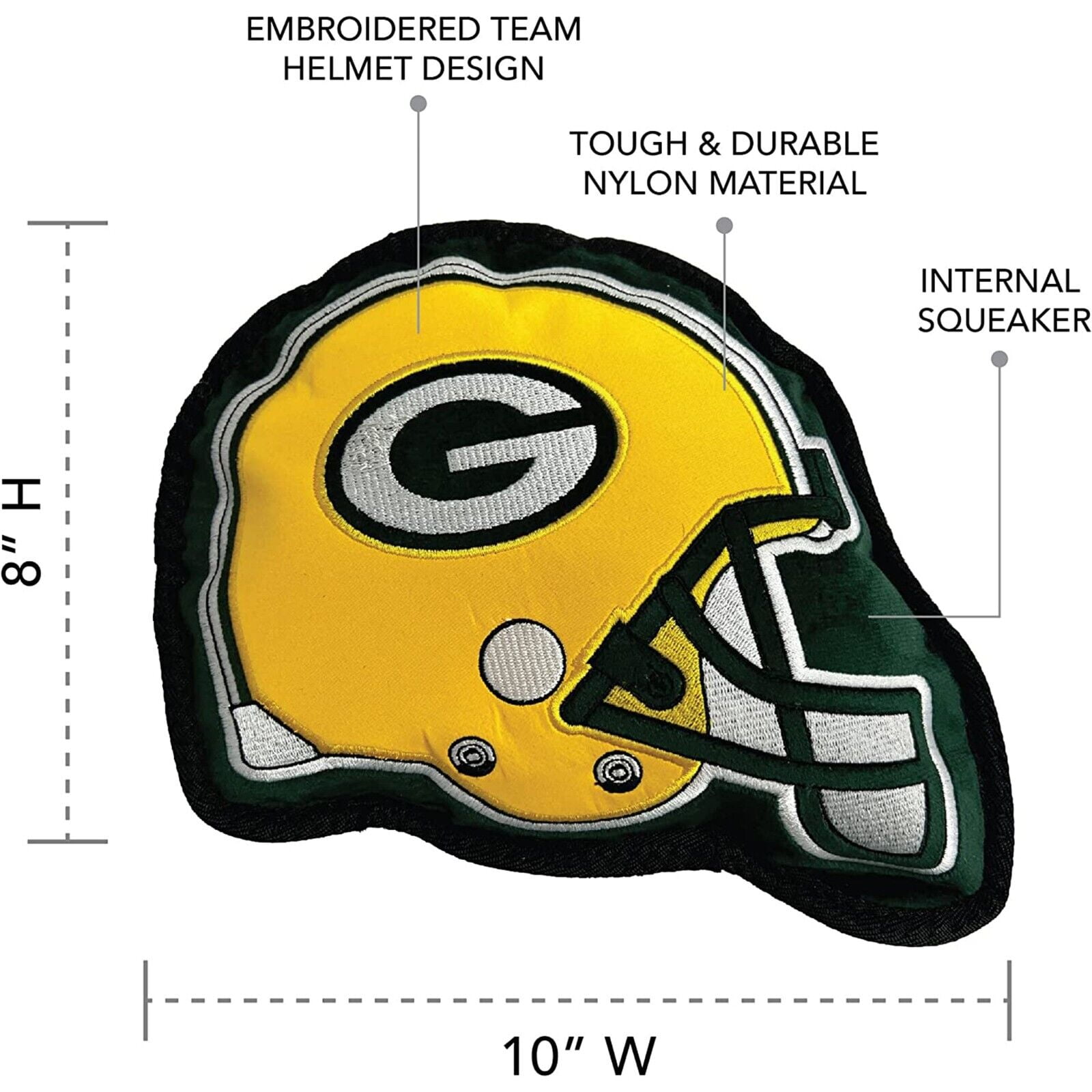Pets First NFL Green Bay Packers Tough Helmet Pet Dog Toy Premium Quality with Built-in Squeaker Chew Toy
