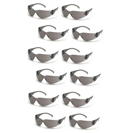 (12 Pair) Pyramex Intruder Glasses Gray Frame/Gray-Hardcoated Lens (S4120S), General purposes for indoor applications that require impact protection. By Pyramex (Best General Purpose Lens)