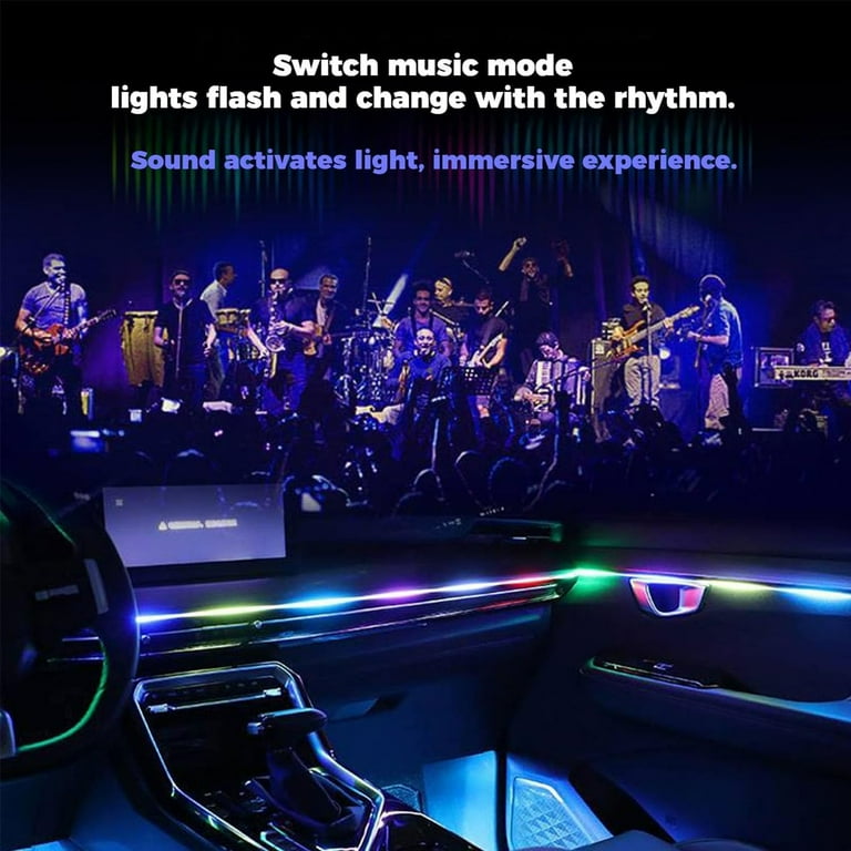 Glowride Interior Lights, Glowridee Interior Car Lights, RGB 5 in 1 LED Car Ambient Lighting Kit, Auto Interior Decoration Accessorie with Wireless App & Remote Control, Sync to Music(55in-6in1)