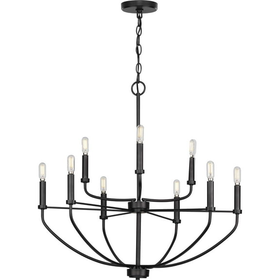 Progress Lighting, Leyden Collection, 9-Light Chandelier, Brushed Nickel Finish, Farmhouse Style, No Shade