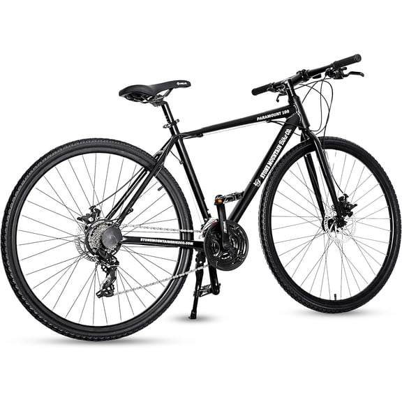 5Seconds PARAMOUNT 100 Hybrid Bicycle, Lightweight Aluminum Frame 21- Speed Bike with Trigger Shifters, and Mechanical Disc Brakes - Black