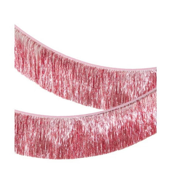 Zhuge 1 Packs 118*11.8in Thickened encryption Foil Fringe Garland Metallic Tinsel Foil Garland Wall Hanging Fringe Banner for Wedding Birthday Parties Holiday Decorations and More，Pink