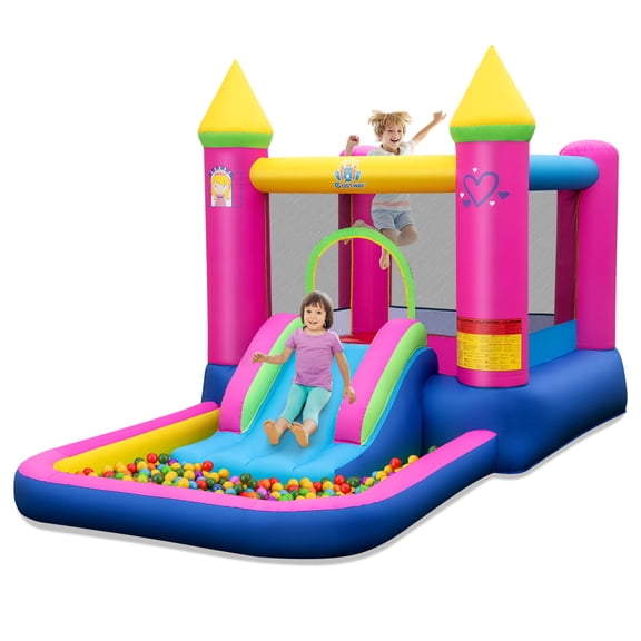 Costway 4-in-1 Kids Princess-themed Bouncer with Slide Basketball Hoop Blower Excluded