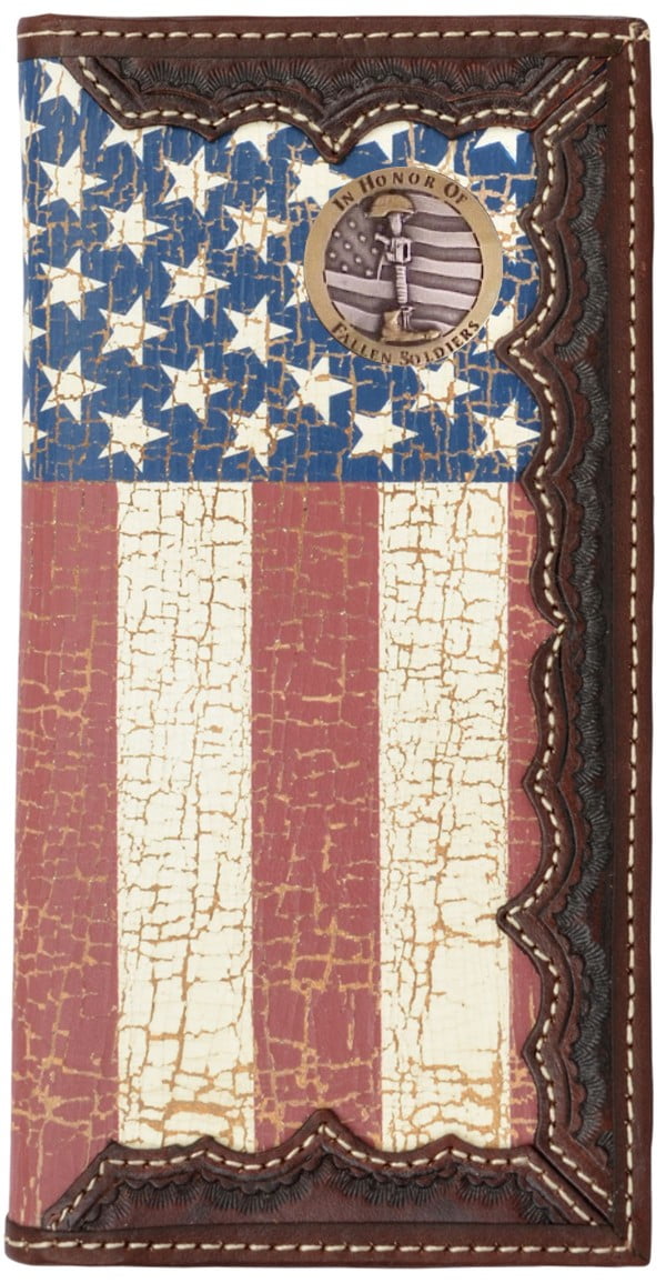 Custom Small Texas Mason Bi-fold Wallet with a Distressed United States Flag background