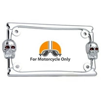 3D Skull Bone Chrome Metal Motorcycle License Plate Frame