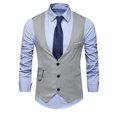 thumbnail image 1 of Chaleco de traje formal para hombre Chaleco de vestir de negocios con cuello en V ajustado sólido Chaleco gris S Unique Bargains Chaleco, 1 of 5