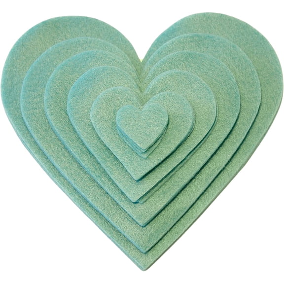 Playfully Ever After 1 to 6 inch Multi-Size Pack 24pc Felt Hearts - Sea Green