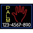 thumbnail image 1 of Yellow Palm White Number LED Neon Sign 15" Tall x 19" Wide - inches Black Square Cut Acrylic Backing, with Dimmer - Bright and Premium built indoor LED Neon Sign for Storefront., 1 of 7