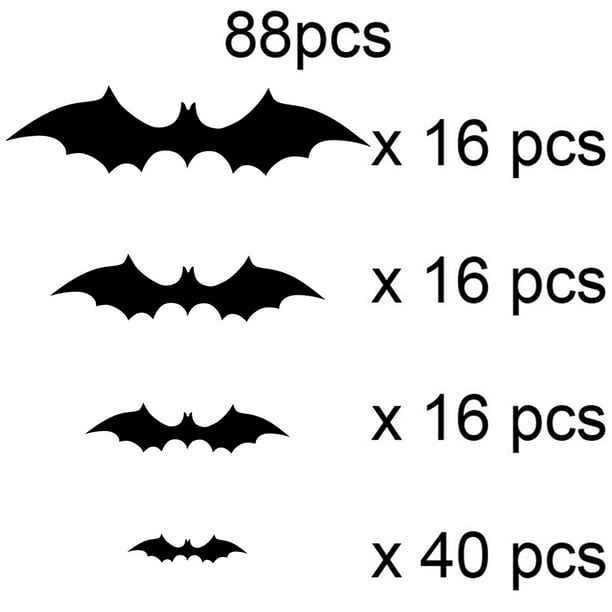 Price Drop 44/55/88 Pcs Halloween Bats Decorations, 3D Scary Bats For Wall Decor Multi-Size Bats Halloween Indoor Decor Home Window Decoration Set