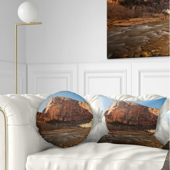 Designart Glow of Morning - Landscape Photography Throw Pillow - 12x20