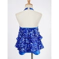 thumbnail image 4 of Miaeowve Kids Girls Shiny Sequins Ballet Leotard Sleevless Halter Dress for Latin Jazz Modern Tap Dance Performance Royal Blue 8, 4 of 7