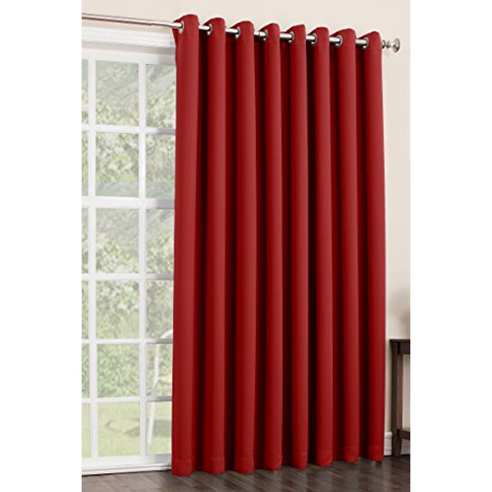 Sun Zero Easton Blackout Patio Door Curtain Panel, 100" x 84", Red