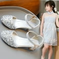 thumbnail image 5 of breaise Girls Dress Shoes Closed Toe High Heels Ankle Strap Flower Pump Shoes Party Wedding School Sandals for Kid 4-13Years, 5 of 9