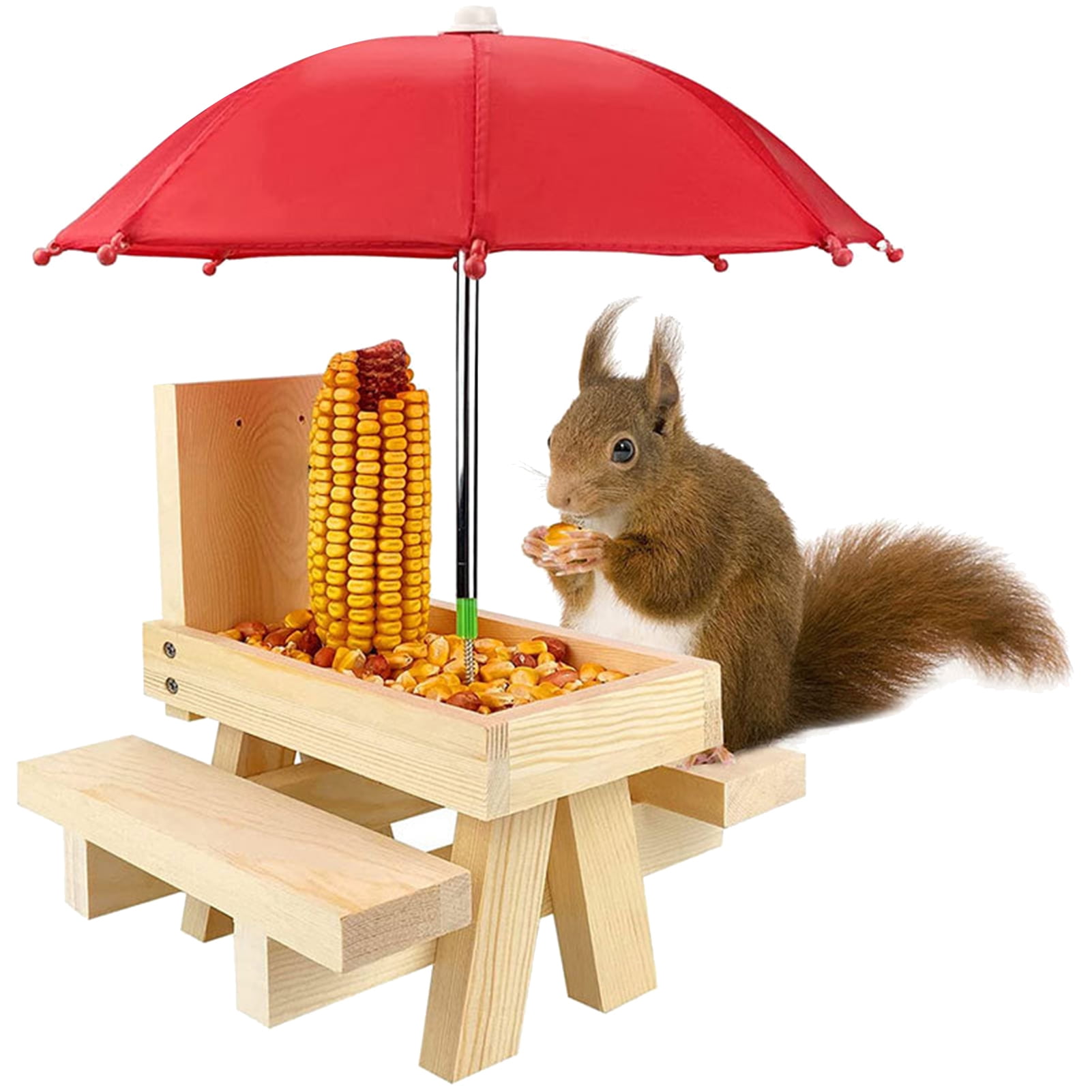 Clear front Observation Squirrel feeder Chunky wood tin roof squirrel lover gift 