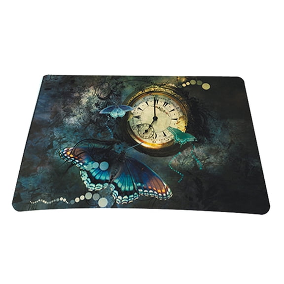 Clock Butterfly Colored 1 X Standard 7 x 9 Rectangle Non - Slip Rubber Mouse Pad