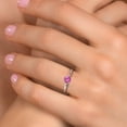 thumbnail image 4 of Gem Stone King 925 Silver and 10K Yellow Gold Pink Created Sapphire Solitaire Engagement Ring for Women | 0.55 Cttw | Round 5MM | Gemstone September Birthstone | Size 9, 4 of 6