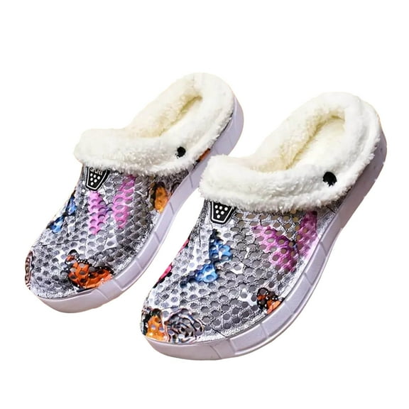 Men's Women's Lined Clogs Winter Fleece Garden Slippers Non Slip House Home Shoes Soft Indoor Outdoor Mules