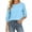 Blue, variant on Kukoosong 3/4 Roll Tab Sleeve T-Shirts for Women, Summer Casual Loose Curved Hem Boat Neck Tops, Side Decorative Button Crinkled Solid Tee Shirts for Office Vacation