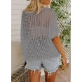 thumbnail image 2 of Womens Summer Scoop Neck Short Sleeve Sweater Casual Crochet Hollow Out Knit Tops Pullover Shirts Beach Coverup Knit Tops, 2 of 3
