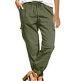 thumbnail image 3 of Jxximdong Cargo Pants for Women, Women Fashion Solid Color Drawstring Overalls Pocket Trousers Casual Pants, Green Womens Casual Trousers, 3 of 9