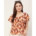 thumbnail image 2 of Moomaya Sweetheart Neck Tops For Women, Printed Short Flutter Sleeve Casual Top, 2 of 9