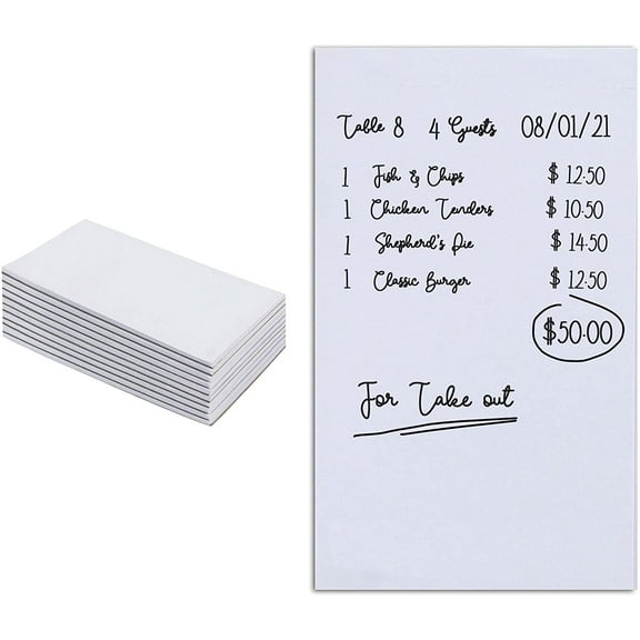 Stock Your Home Guest Check Book, 4"in x 6"in, White, 100 Sheets, Count 10 Pack