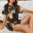 thumbnail image 4 of Fotbe Flower Crown Dog Print Pajama Set for Women 2 Piece Loungewear Short Sleeve Tops and Shorts Set Soft Sleepwear-Large, 4 of 7