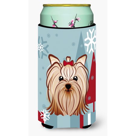 Winter Holiday Yorkie Yorkishire Terrier Tall Boy Beverage Insulator Hugger BB1700TBC