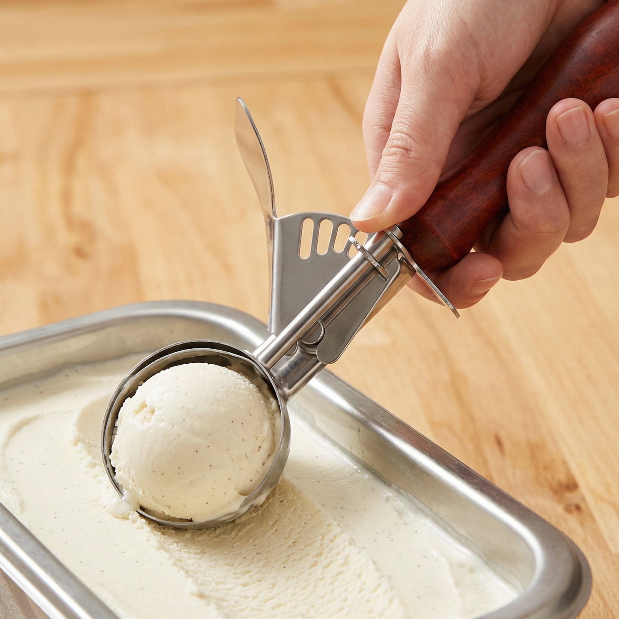 Unique Bargains Stainless Steel Ice Cream Scoop for Gelato and Sorbet Brown 8.3in