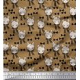 thumbnail image 1 of Soimoi Brown Cotton Poplin Fabric Bow & Cat Face Kids Fabric Prints By Yard 56 Inch Wide, 1 of 1