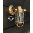 thumbnail image 2 of Vintage Heavy Brass Metal Antique Victorian Marine Style Swan Neck Wall Mount Outdoor & Indoor Light Fixture, 2 of 10