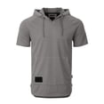thumbnail image 5 of ZIMEGO Men's Short Sleeve Hoodie - Vintage Color Dyed Pullover Hooded Henley Shirt, 5 of 7