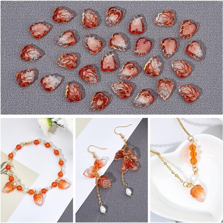 Green Leaf Crystal Glass Spacer Beads & Pendant Charms — 30pcs For DIY Jewelry, Bracelets, Necklaces, Earrings, Keychains & Wind Chimes
