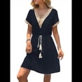 thumbnail image 2 of Vestido Informal de Verano con Cintura Ajustada para Mujer para Vacaciones Azul Oscuro M, 2 of 7